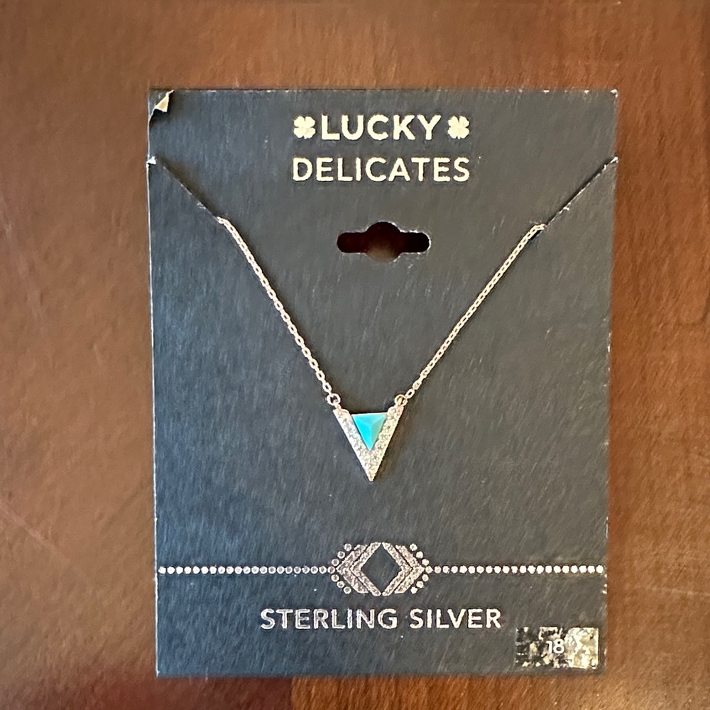Lucky Delicates V Necklace with Turquoise Accent